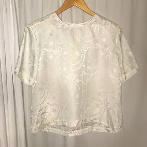 White vintage blouse with cute print